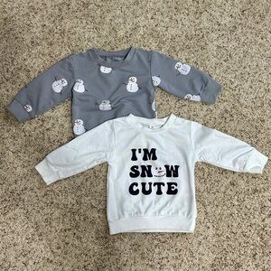 August+Willow Toddler Holiday Snowmen Sweatshirts (x2 count). Size 12-18M. NWT!